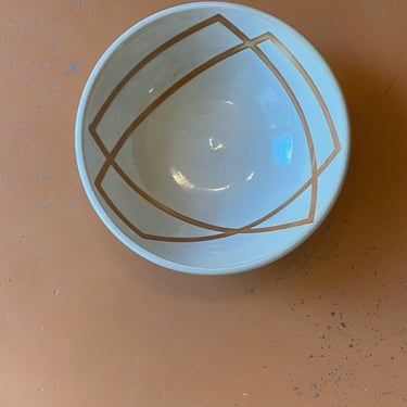 Serving Bowl - Warm white with orange shapes 