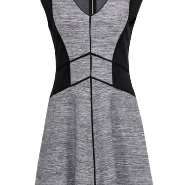 Rebecca Taylor - Black & Grey Paneled Geometric Colorblocked Fit & Flare Dress Sz 6