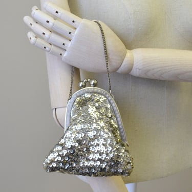 1930s Silver Sequin Purse 