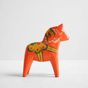 Vintage Small Red Dala Horse from Sweden, Hand Painted Dala Horse 