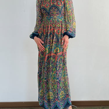 Psychedelic Print Hostess Gown (S)