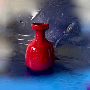 Vintage Mid Century Modern Tall Rosenthal-Netter Raging Red Ceramic Vase Ltd Ed Made in Italy 