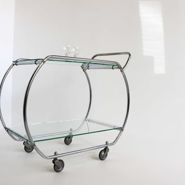 Authentic Art Deco chrome 1900-1930s Bauhaus Gispen Era Design Bar Cart Cocktail Cart Tea Cart Beverages Cart Display Cart Modern 