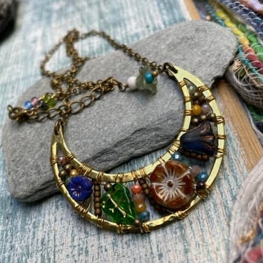 Half Moon Necklace with Beaded Details