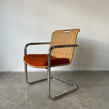 Harvey Probber Style Mid Century Cane and Chrome Accent / Desk Chair 
