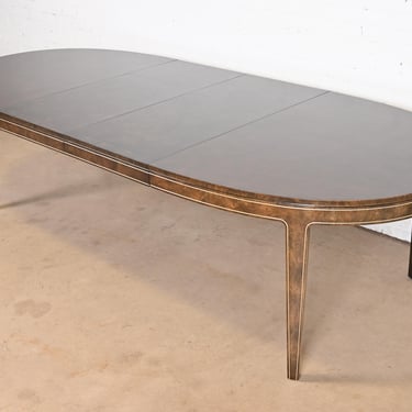 Bernhard Rohne for Mastercraft Hollywood Regency Burl Wood and Brass Dining Table, 1970s