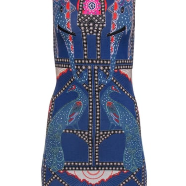 Mara Hoffman - Blue Printed Peacock & Elephant Bodycon Dress Sz XS