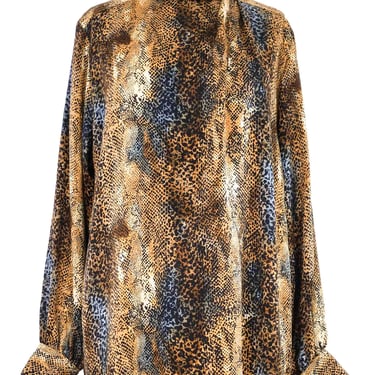 Escada Animal Printed High Neck Silk Blouse