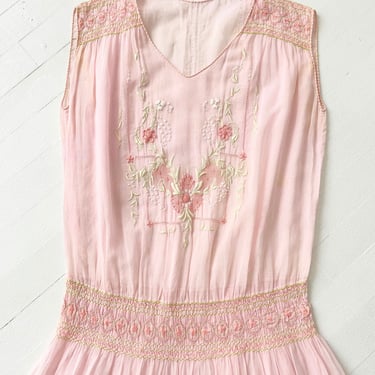 1920s Pink Peasant Dress 