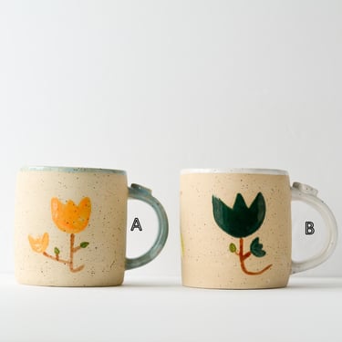 Colorful Flowers Mugs - Handmade Ceramic Mugs | Floral Coffee Mugs |  Hand Painted Pottery | Hand Painted Ceramics 