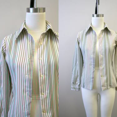1980s Autumnal Stripes Blouse 