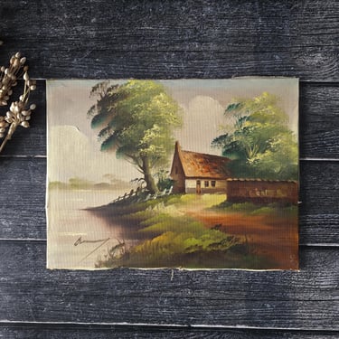 Antique French Oil Painting Signed Wood Frame, Original Art Hand Painted Oil Painting, 