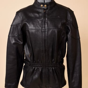 Black Cinched Moto Jacket, S/M