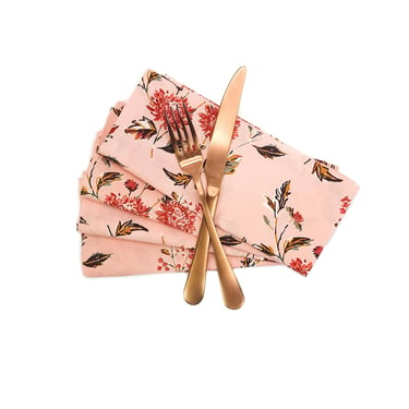 Pink Botanical Cotton Cloth Napkins 