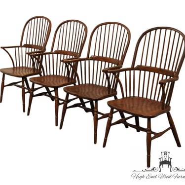 Set of 4 CONANT BALL Solid Oak Rustic Americana Bow Back Windsor Arm Chairs 3586 8089 