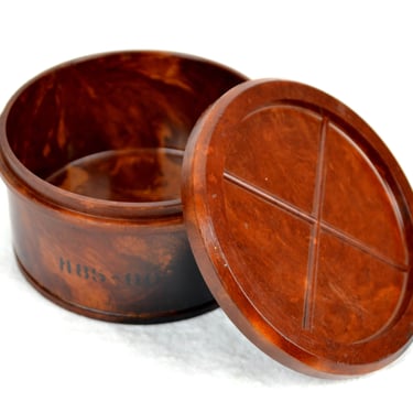 Bakelite Tin Storage 30s 40s Vintage Design Brocante Military Sugar Bowl Jewelry Box Marbled Brown 