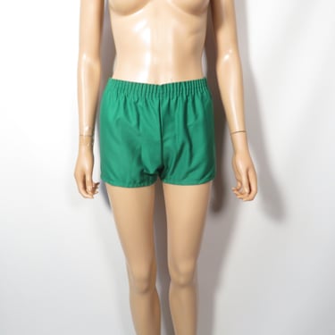 Vintage 80s Kelly Green Gym Shorts Made In USA Size Youth L Or Womens XS 