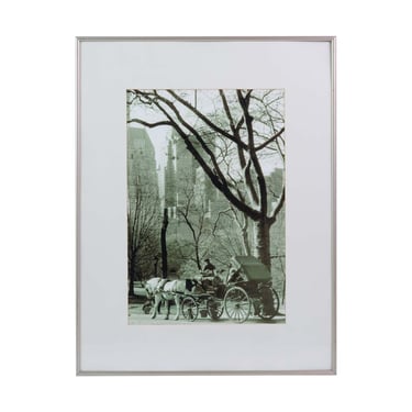 Black &#038; White Framed Photo Print of a Buggy in New York City