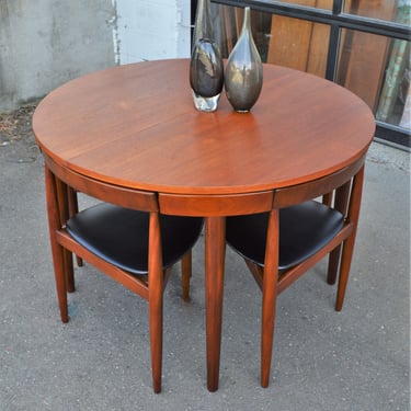 Rare Danish Teak Roundette Dining Set w/ Leaf by Hans Olsen for Frem Rojle