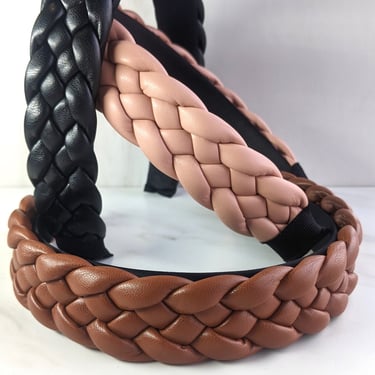 Leather braided headband