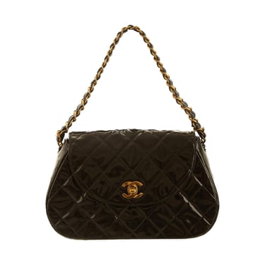 Chanel Black Quilted Patent Chain Shoulder Bag