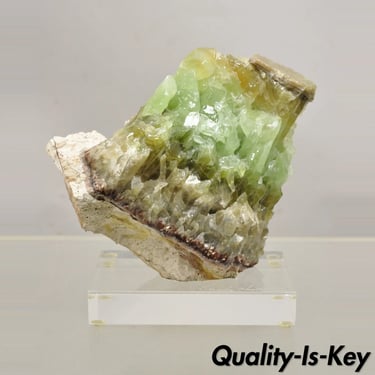 Large Green Calcite Quartz Mineral Geode Specimen Sculpture by Brenda Houston