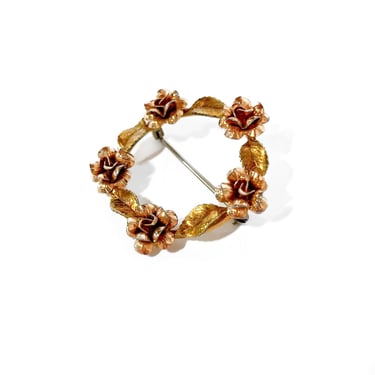 Gold Floral Wreath Brooch