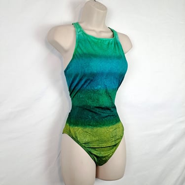 Vintage 90s Green & Blue Gradient Swimsuit 