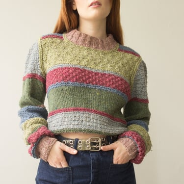 1970s Hand-Knit Cropped Sweater 