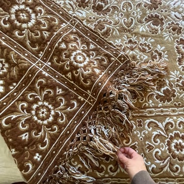 Vintage Brown Demask Tapestry Woven Bedspread Blanket Bedcover, Twin Size 