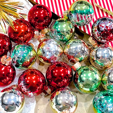 VINTAGE: 18pc - Small Glass Ornaments - Christmas Bulbs - Holiday Ornaments - Decorations - Crafts - SKU 00034577 