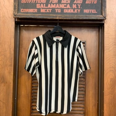 Vintage 1950's Men's Black & White Stripe Athletic Jersey Top, Vintage Jersey, 1950s Shirt, Vintage Clothing 
