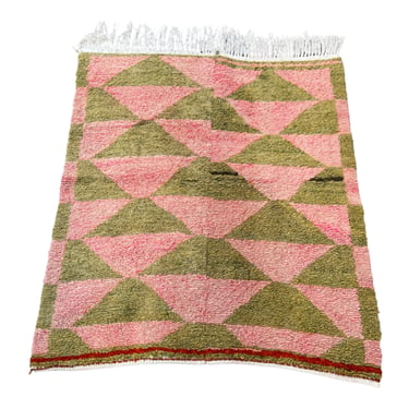 Pink & Green Triangle Tulu Rug