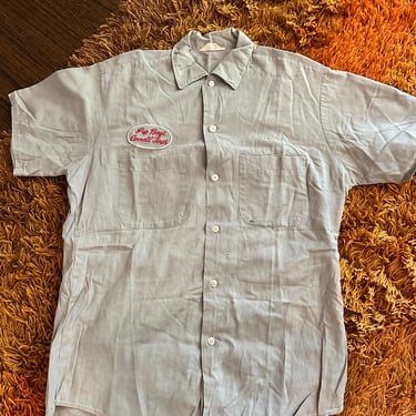 Vintage 60s PEP BOYS Gray Sanforized Work Shirt 