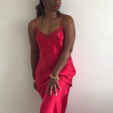 90s Vintage Victoria's Secret Silk Red Slip Dress [S] – The