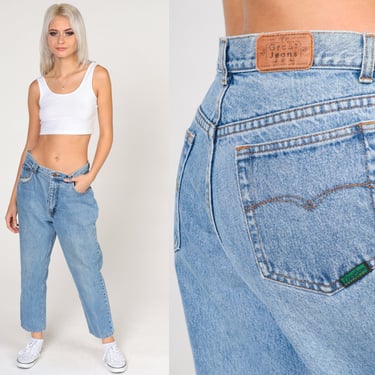 90s Straight Leg Jeans Ankle Jeans Relaxed Cropped Denim Pants High Waisted Blue Mom Jeans Vintage 1990s Medium 30 Short 