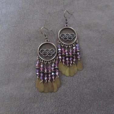 Chandelier purple crystal and bronze gypsy earrings, boho bohemian unique princess 2 