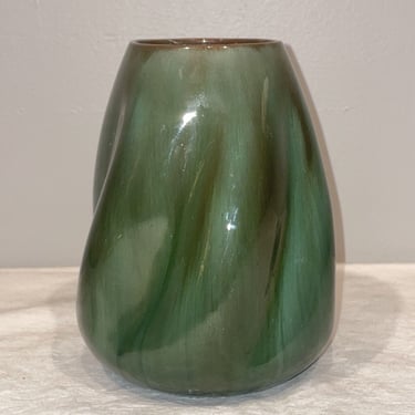 Antique Clement Massier Golfe Juan French Art Pottery Vase, green shelf vase, grandpa chic, green ceramics 