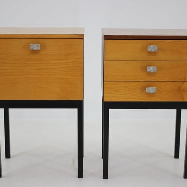 1970s Pair of  Bedside Tables by UP Zavody, Czechoslovakia / Vintage Tables / Mid-century / Brown Colour / 