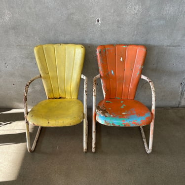 Pair of 1950's Metal Motel Patio Chairs (set 3)