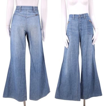 70s sz 32 denim high waisted wide bell bottom jeans / vintage 1970s Big Yank trousers bells bottoms flares pants sz L 