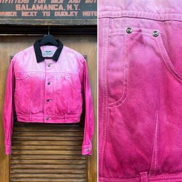 Vintage 1990’s Pink Ombré Cropped Style Denim Jacket, 90’s Trucker Jacket, Vintage Denim Jacket, Vintage Jacket, Vintage Clothing 