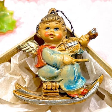 VINTAGE: Italian Plastic Angel Ornaments - Aged Angel Ornaments - Made in Italy 