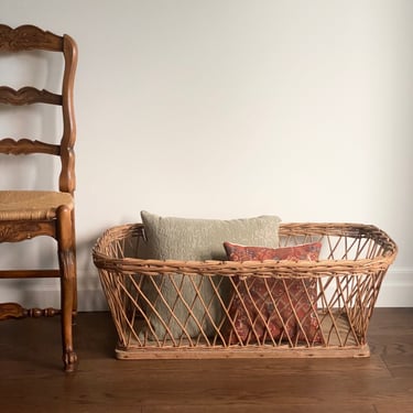 19th century European open weave willow woven basket