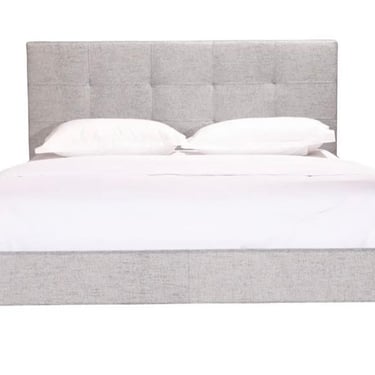 Moes Home Eliza Light Grey Queen Upholstered Platform Bed- HOP104-B07