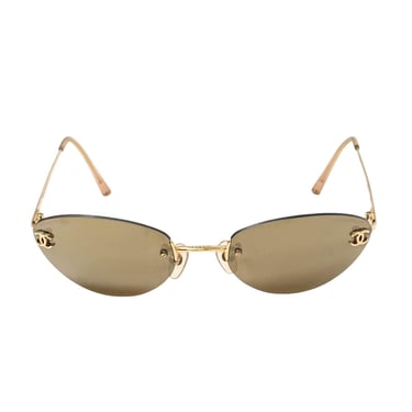 Chanel Brown Mini Rimless Sunglasses