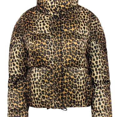 Apparis - Tan & Black Leopard Print  Puffer Coat Sz S