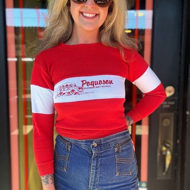 80s red+white sweatshirt