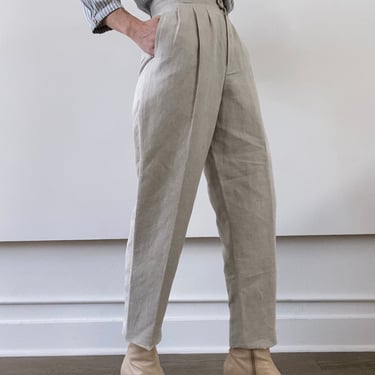 vintage high rise linen blend trousers 
