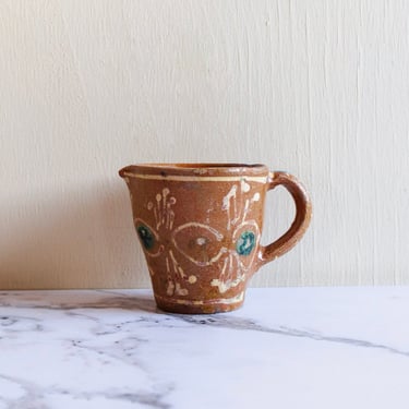 antique Hungarian folk art pottery mug
